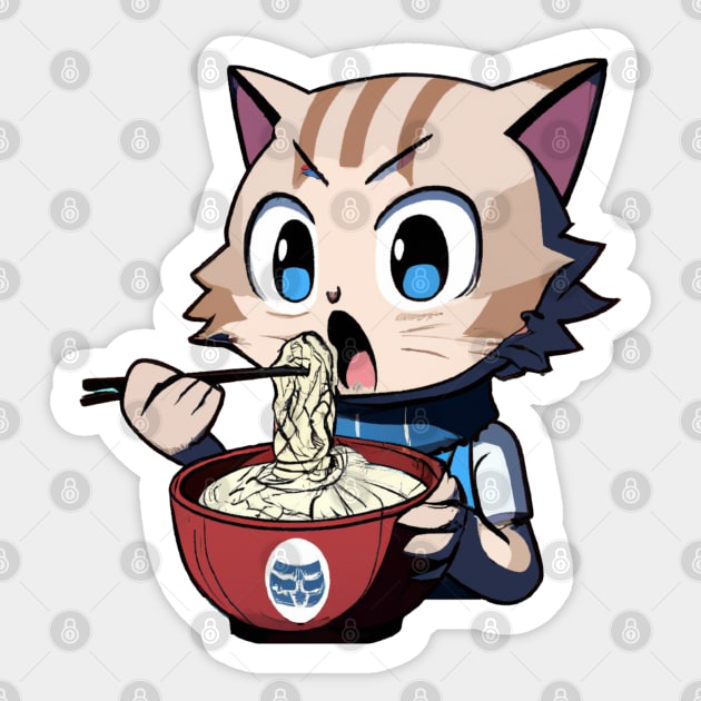 Cute cat eating ramen Sticker by 365inspiracji